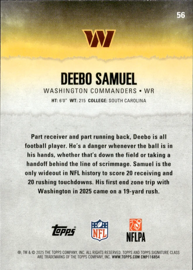 Deebo Samuel card back