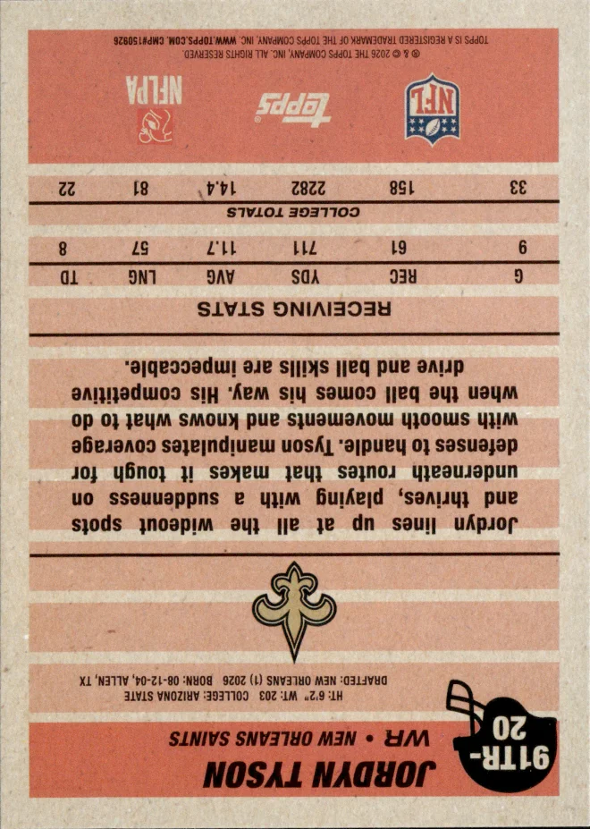Jordyn Tyson card back