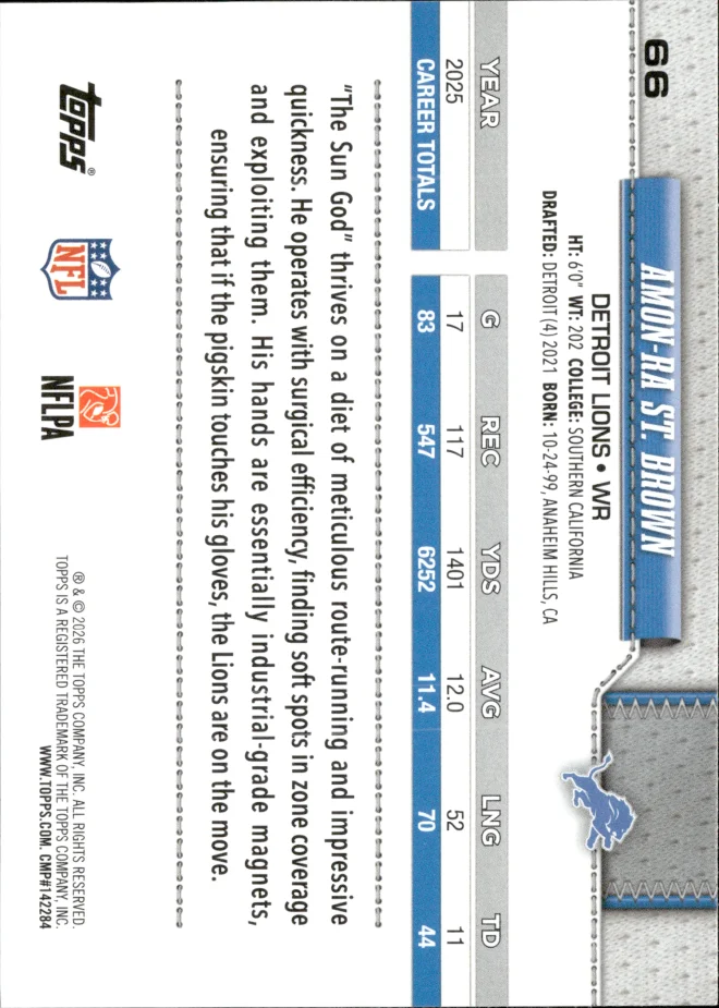 Amon-Ra St. Brown card back