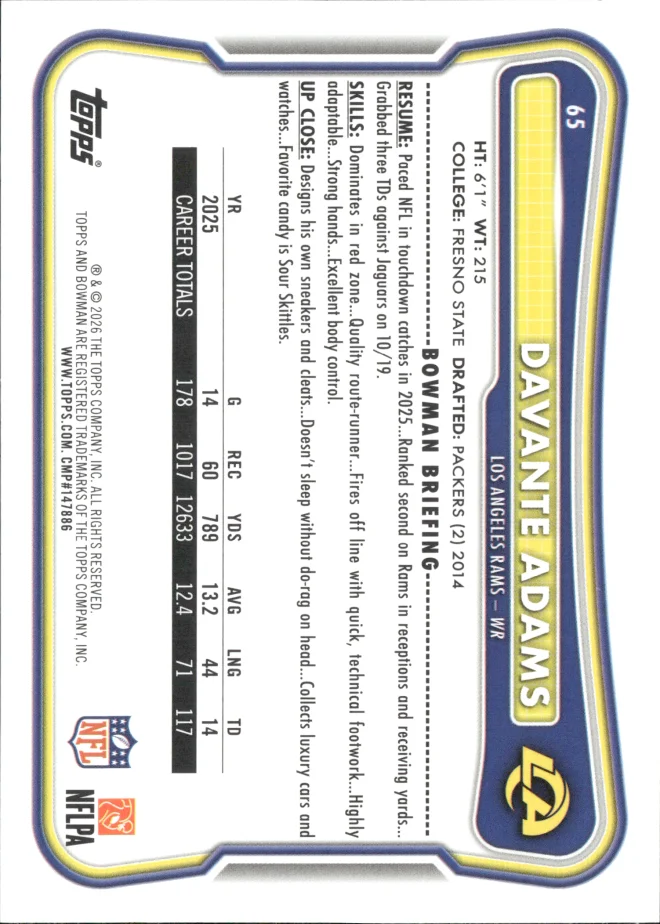 Davante Adams card back