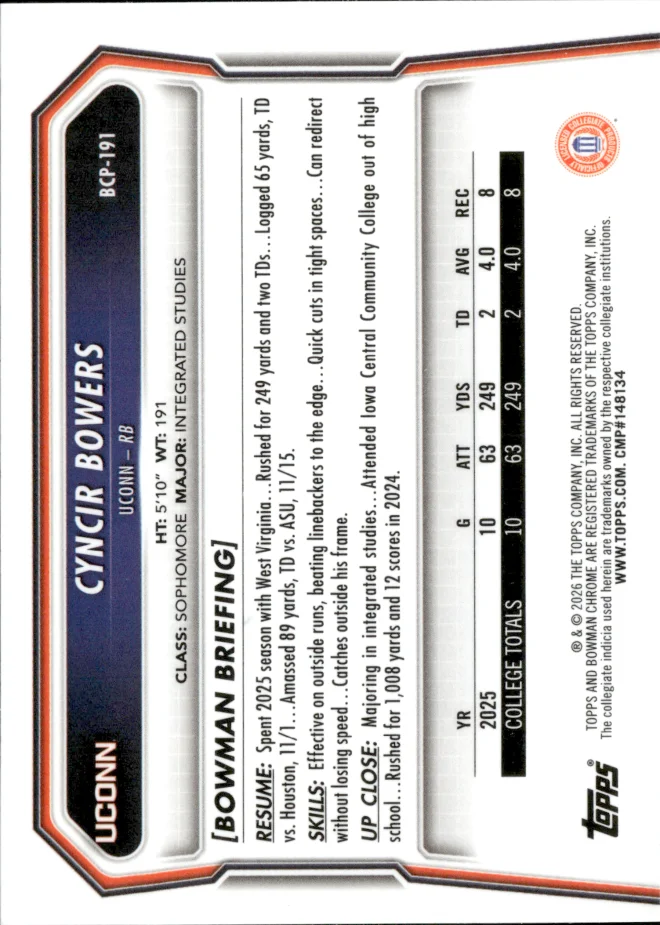 Cyncir Bowers card back