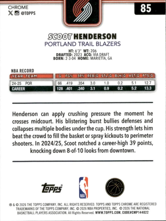 Scoot Henderson card back