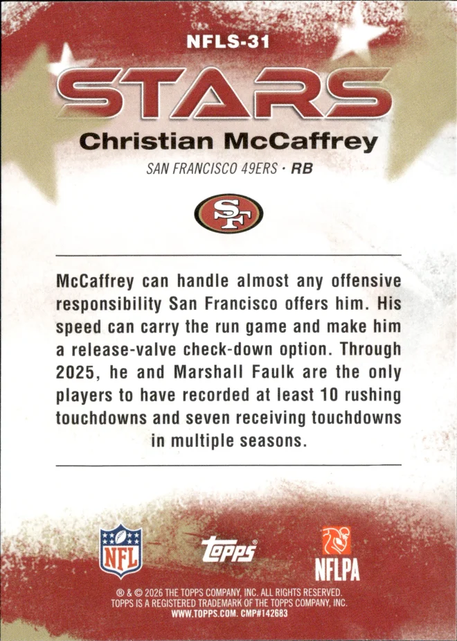 Christian McCaffrey card back