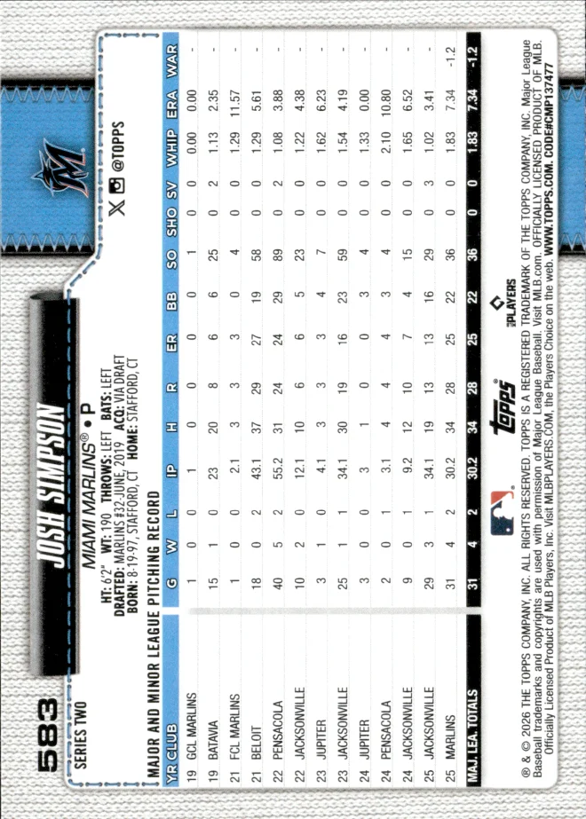 Josh Simpson card back