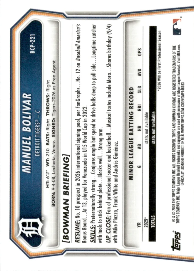 Manuel Bolivar card back