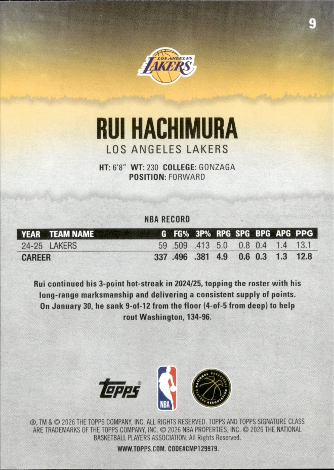 Rui Hachimura card back
