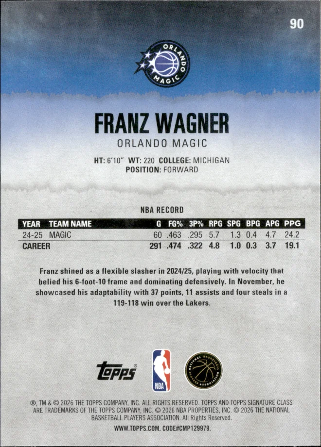 Franz Wagner card back
