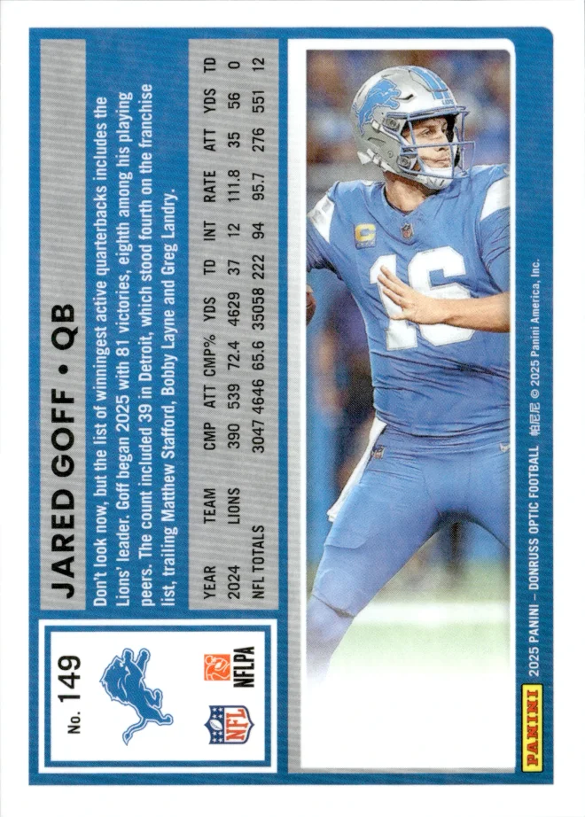 Jared Goff card back