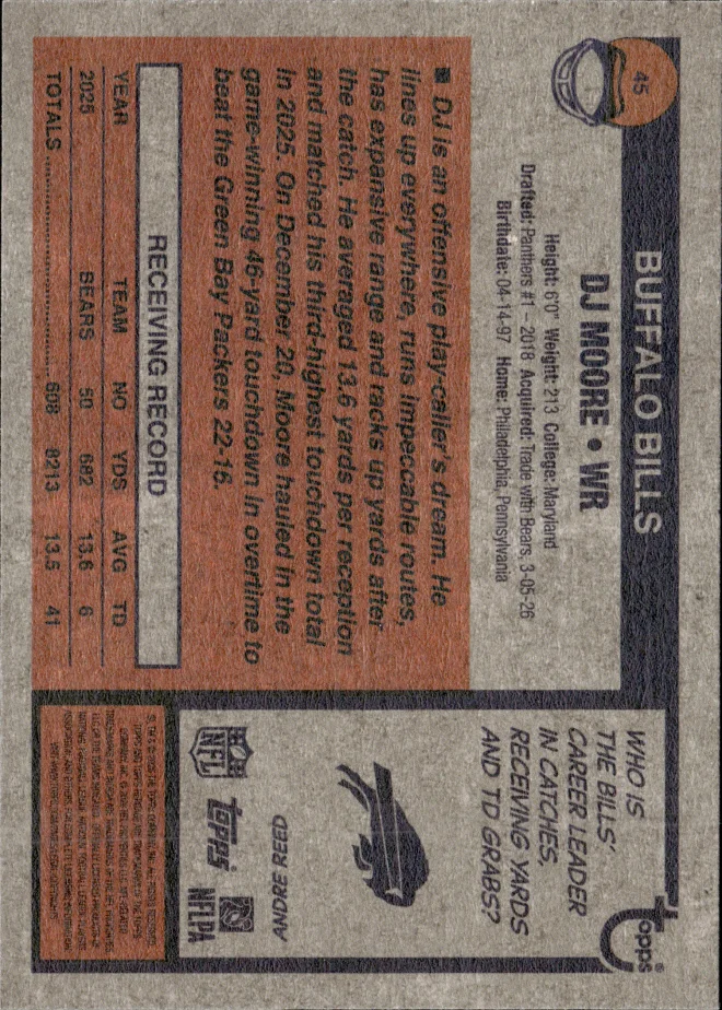 DJ Moore card back