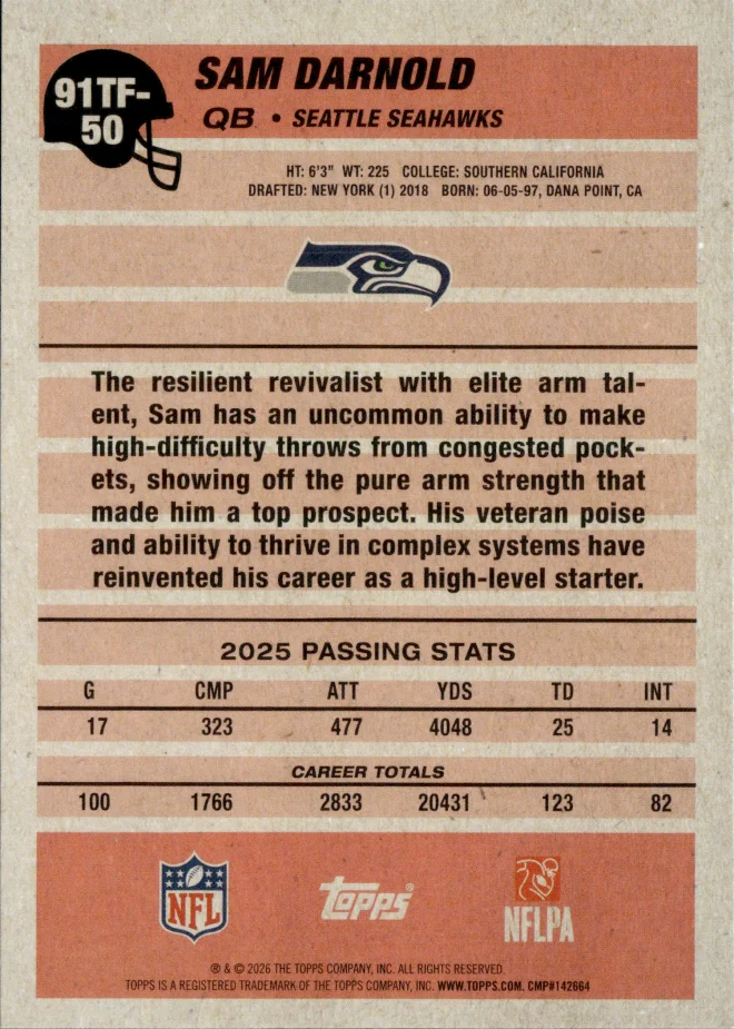Sam Darnold card back