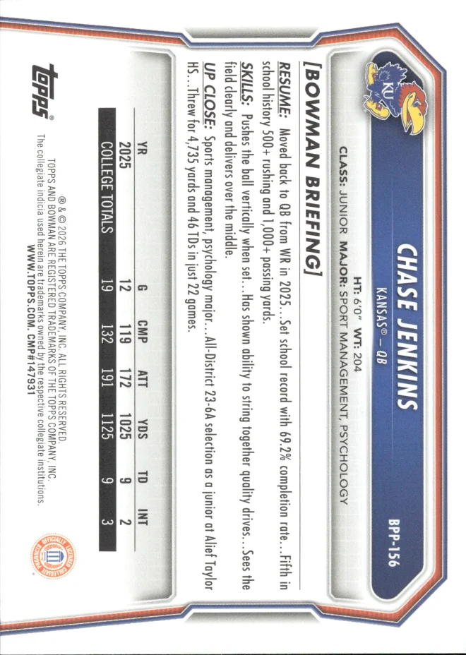 Chase Jenkins card back