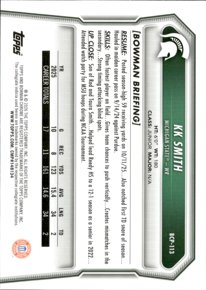 KK Smith card back