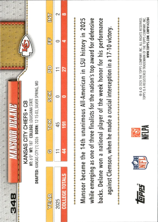Mansoor Delane card back