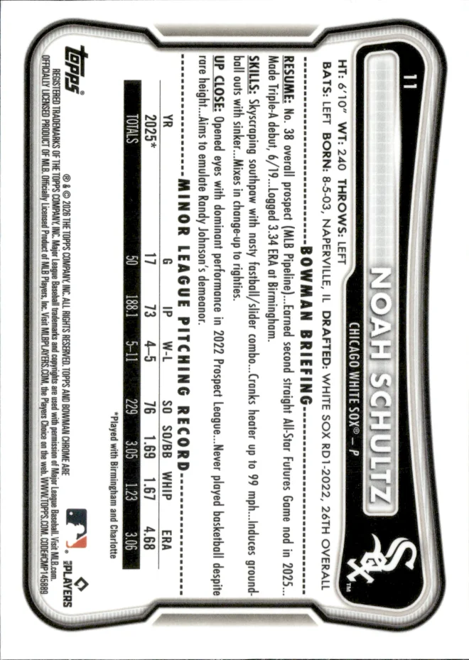 Noah Schultz card back