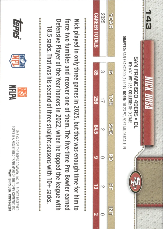 Nick Bosa card back