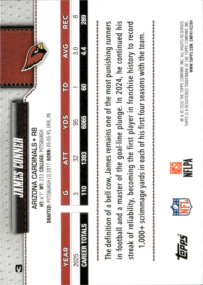 James Conner card back