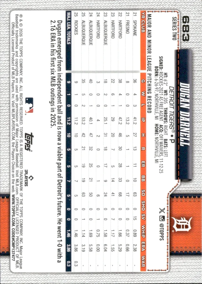 Dugan Darnell card back