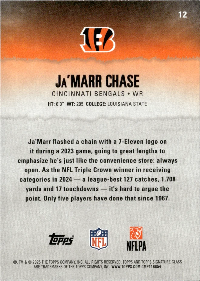 Ja'Marr Chase card back
