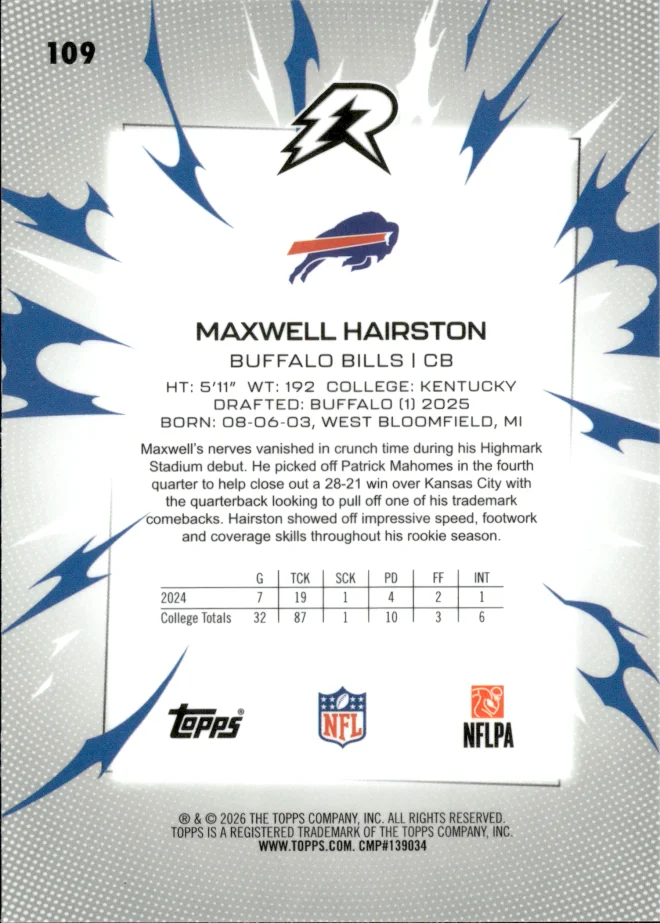 Maxwell Hairston card back