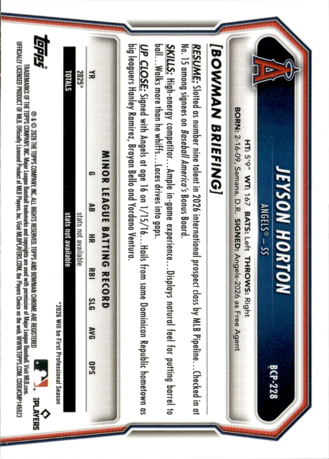Jeyson Horton card back