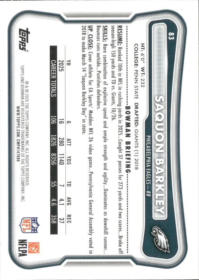 Saquon Barkley card back