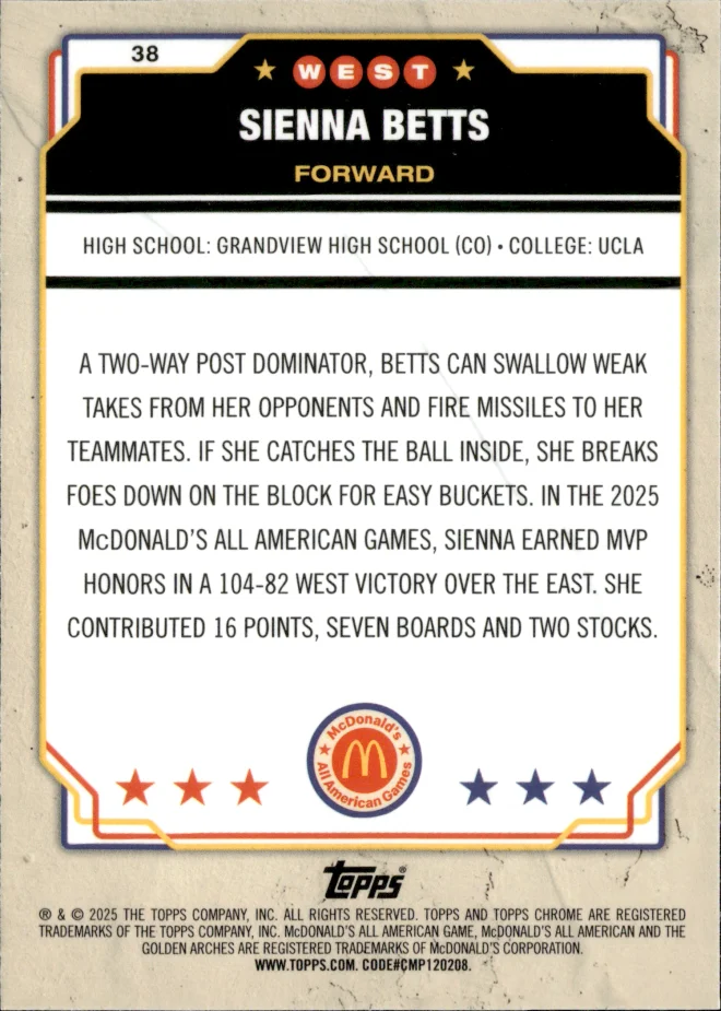 Sienna Betts card back
