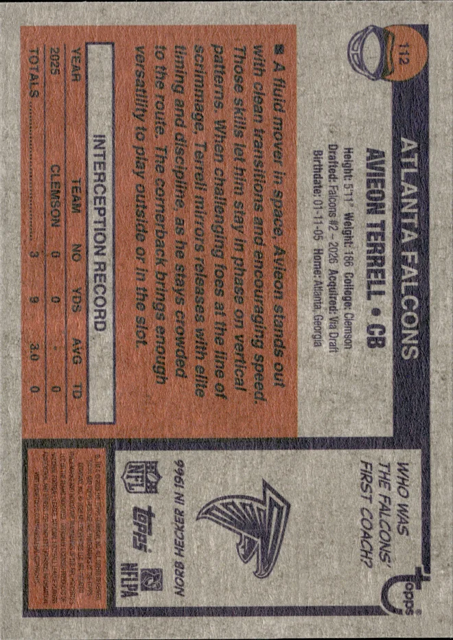 Avieon Terrell card back