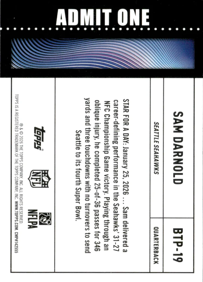 Sam Darnold card back