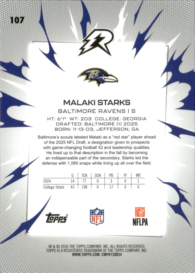 Malaki Starks card back