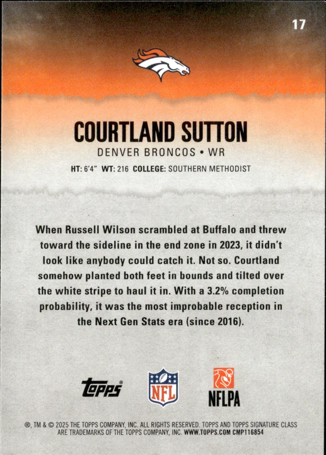Courtland Sutton card back