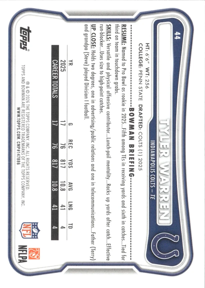 Tyler Warren card back