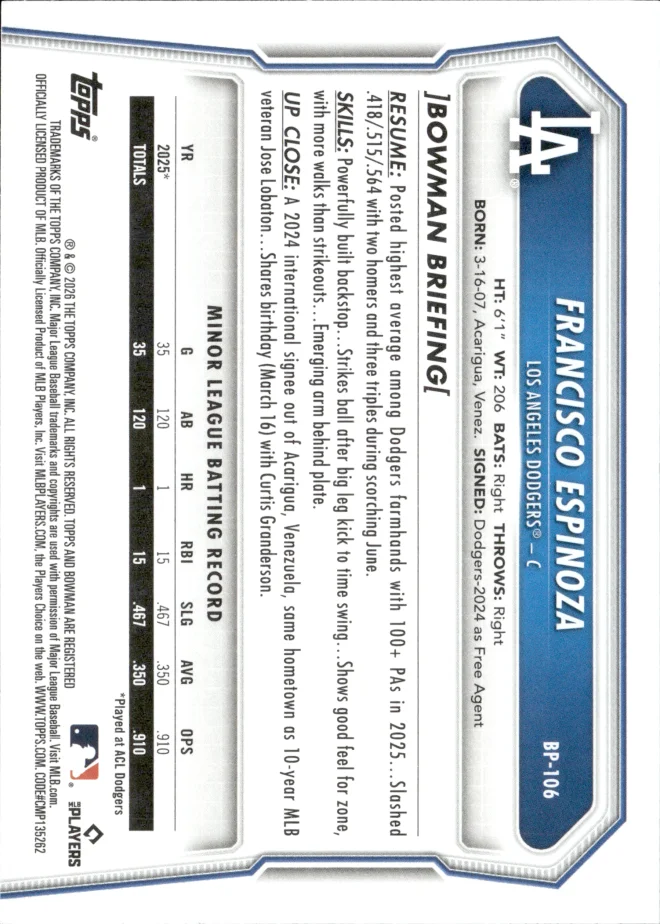 Francisco Espinoza card back