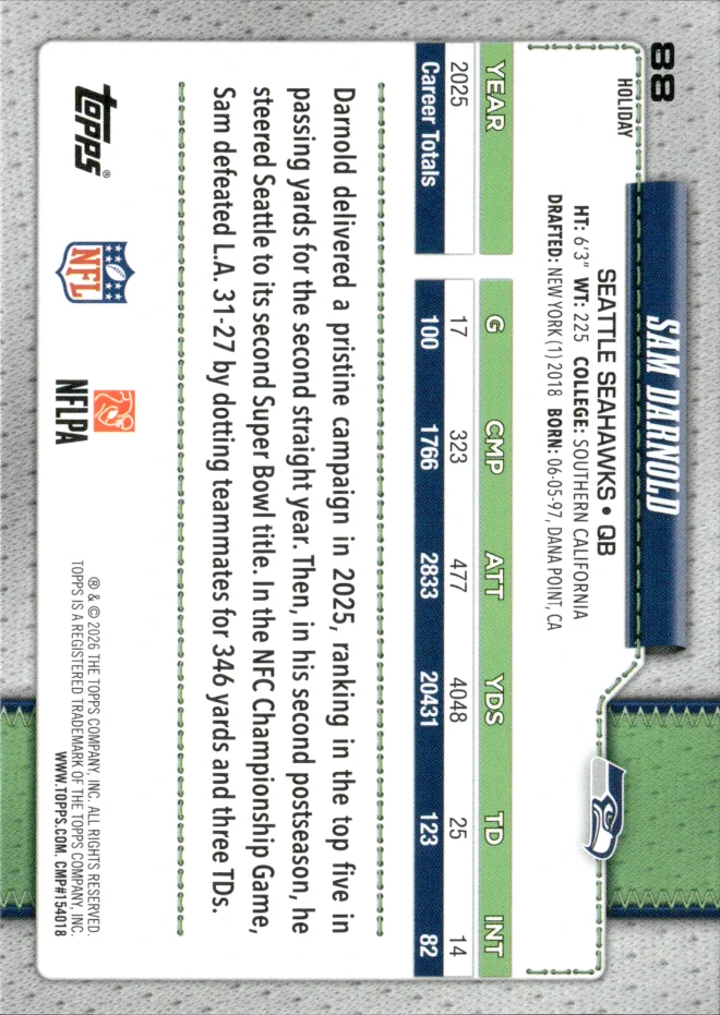 Sam Darnold card back