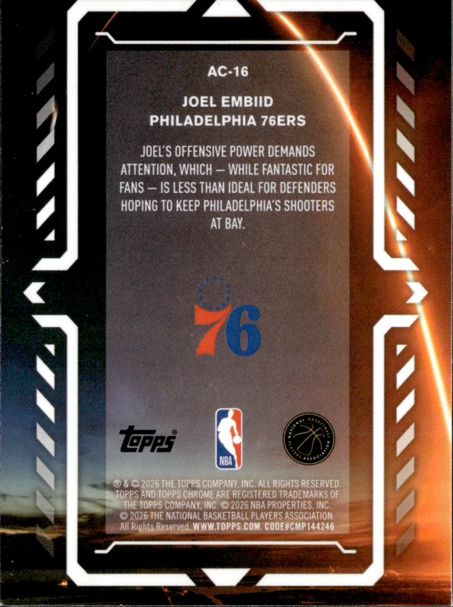Joel Embiid card back