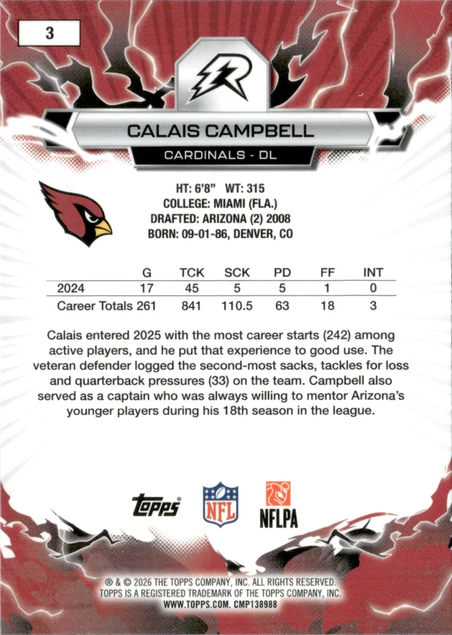 Calais Campbell card back