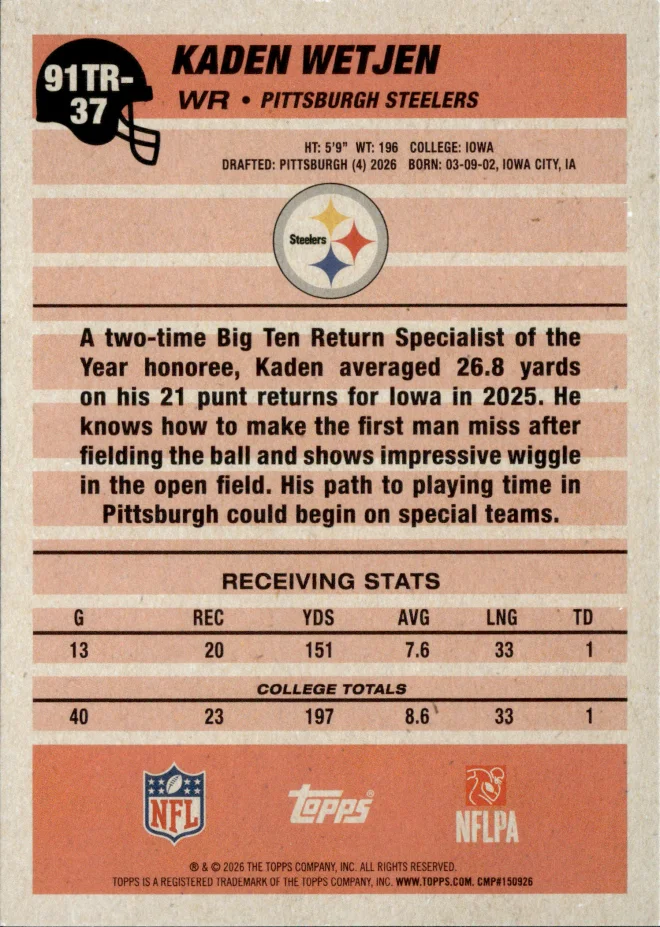Kaden Wetjen card back