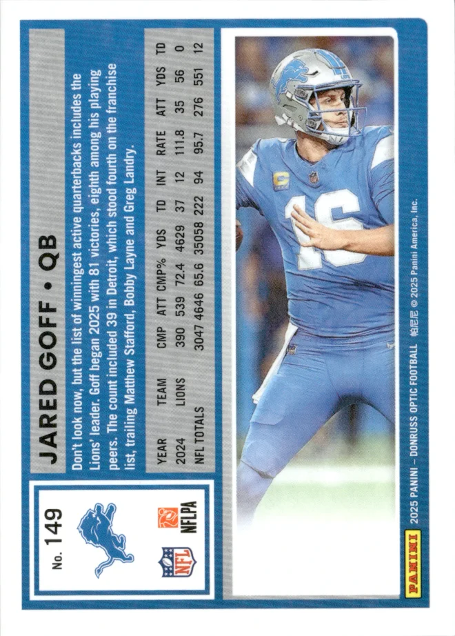 Jared Goff card back