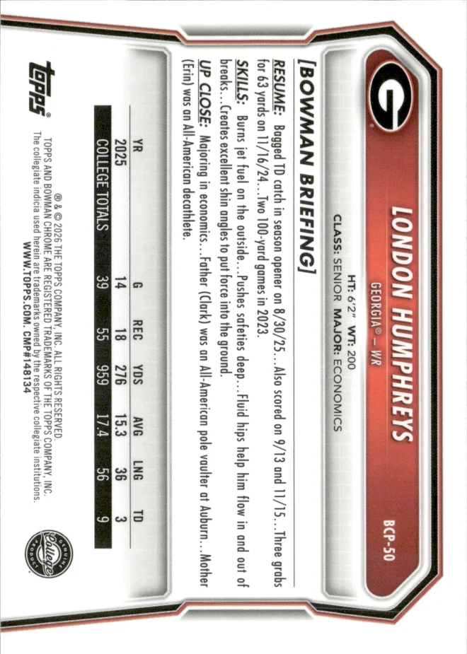 London Humphreys card back