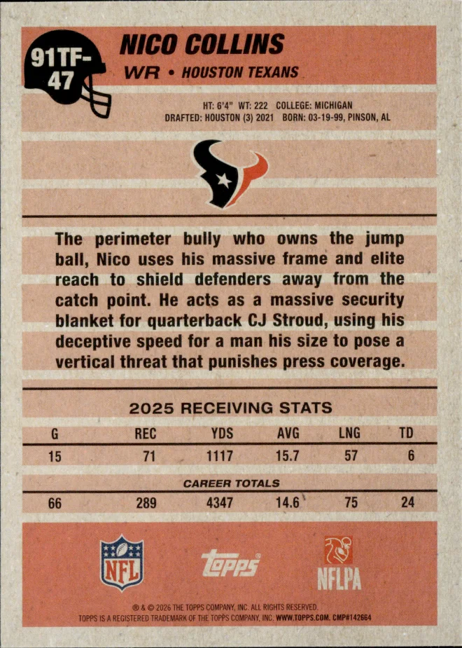 Nico Collins card back
