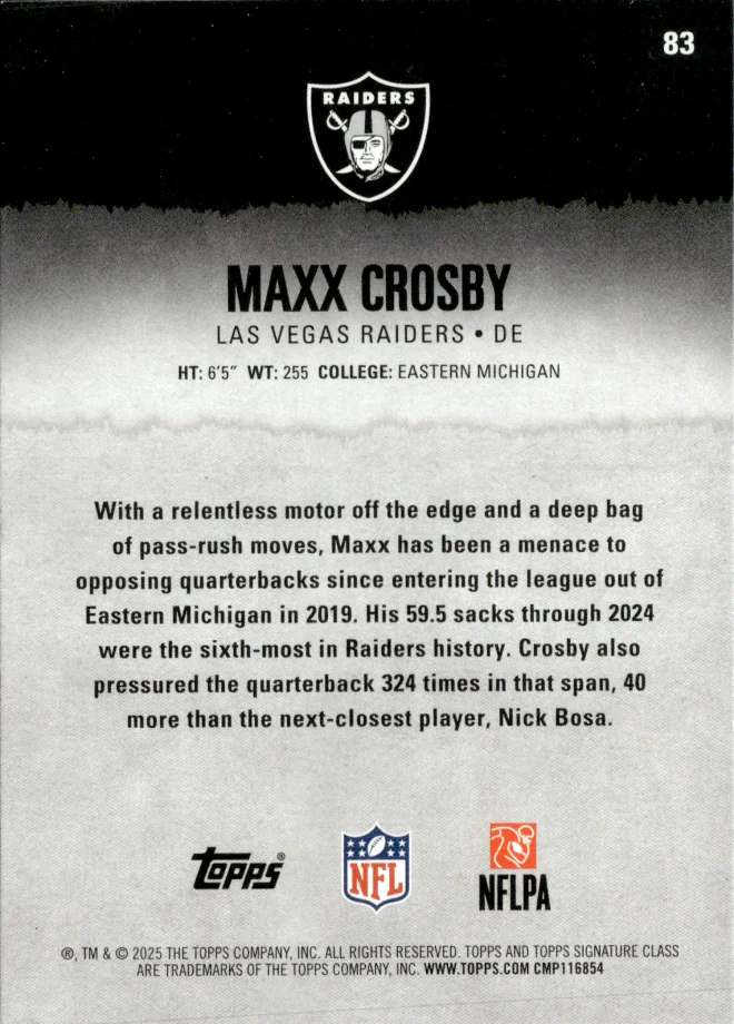 Maxx Crosby card back