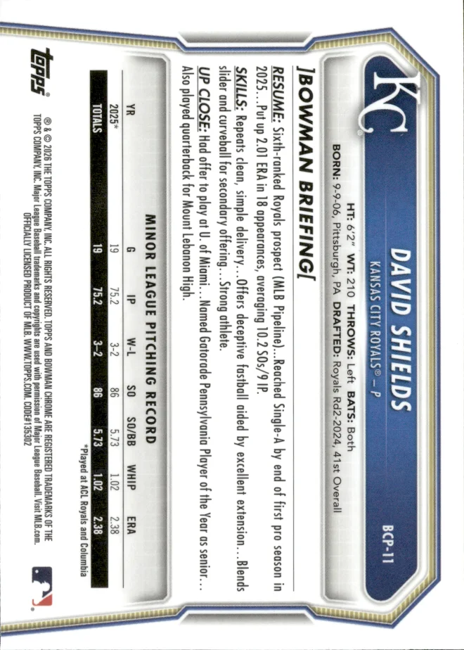 David Shields card back