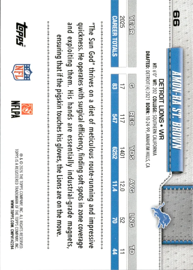 Amon-Ra St. Brown card back