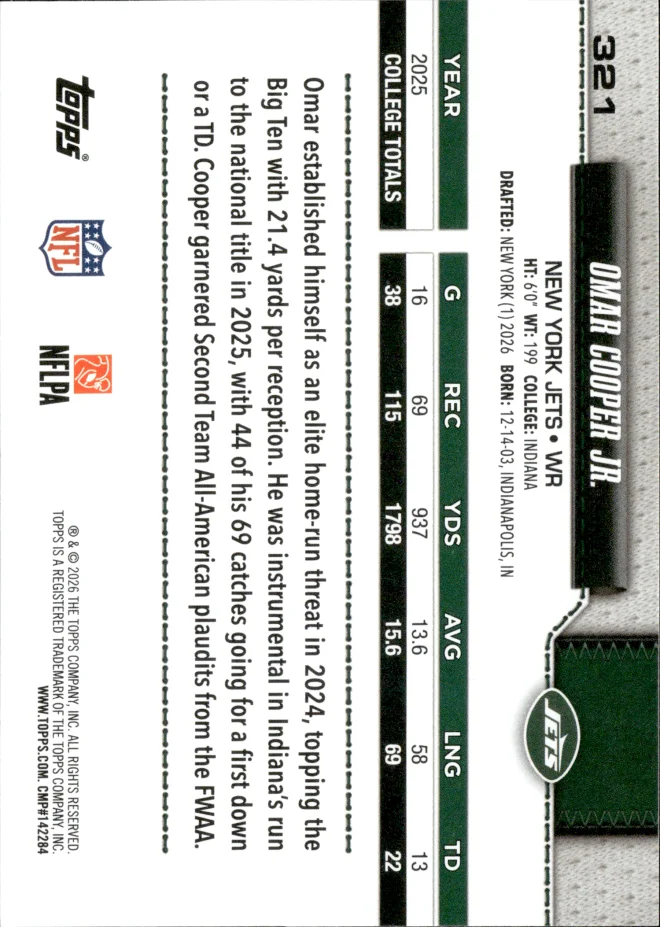 Omar Cooper Jr. card back