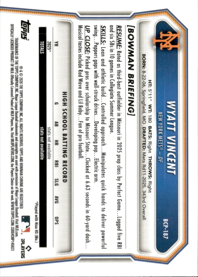 Wyatt Vincent card back