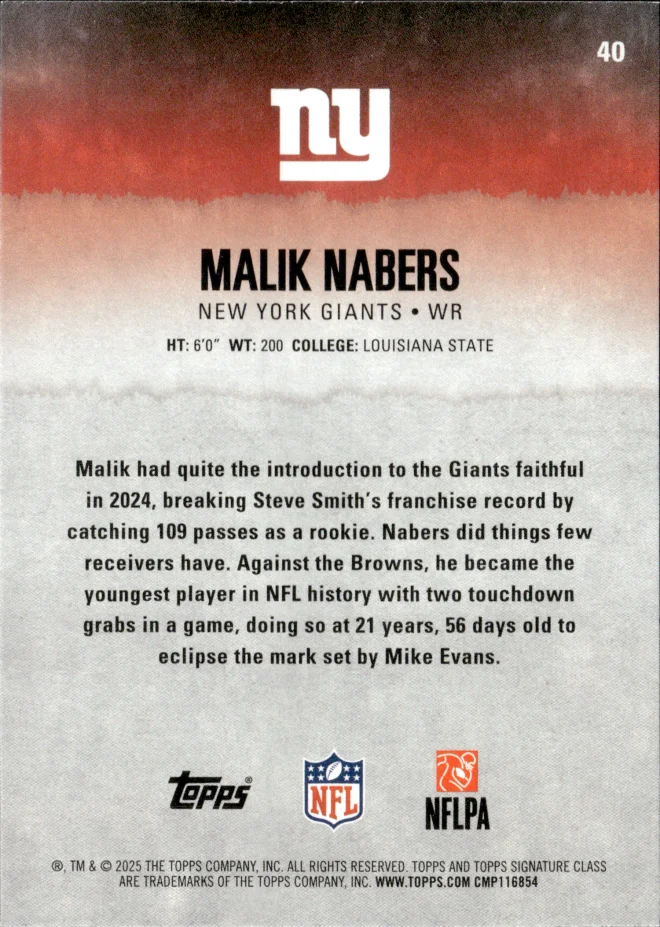 Malik Nabers card back