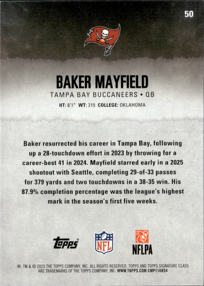 Baker Mayfield card back