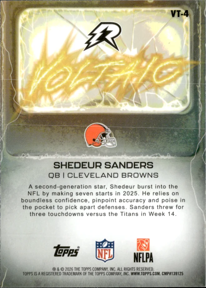 Shedeur Sanders card back