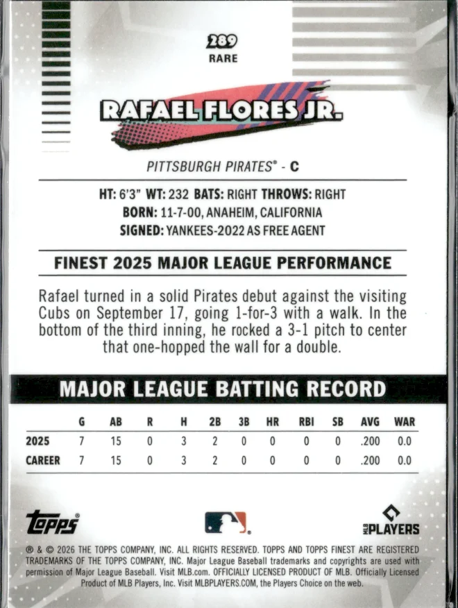 Rafael Flores Jr. card back