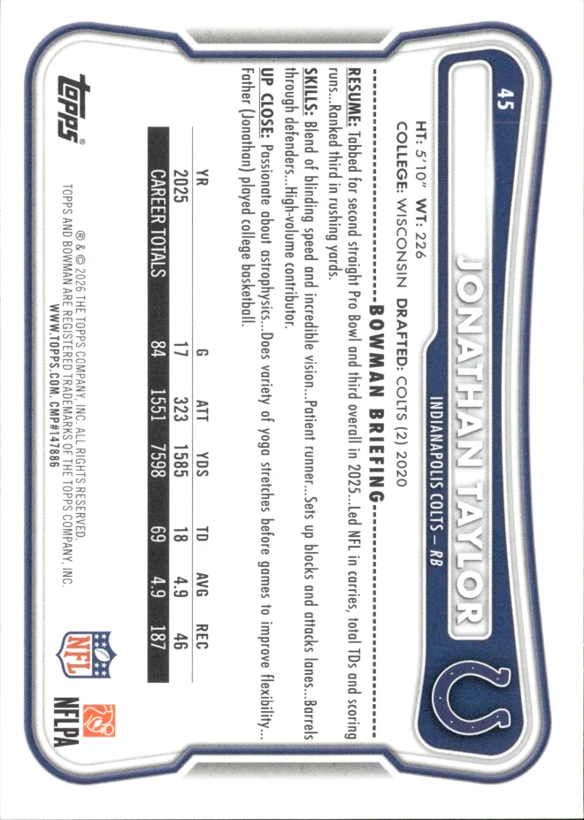 Jonathan Taylor card back