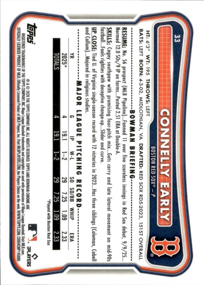 Connelly Early card back